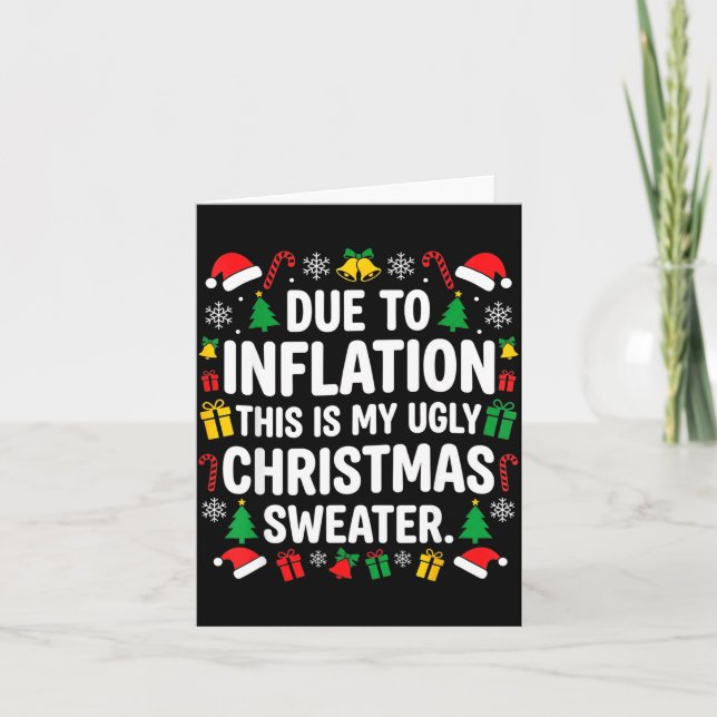 Due To Inflation Ugly Christmas Sweater Shirt Men  Kort (Framsida)