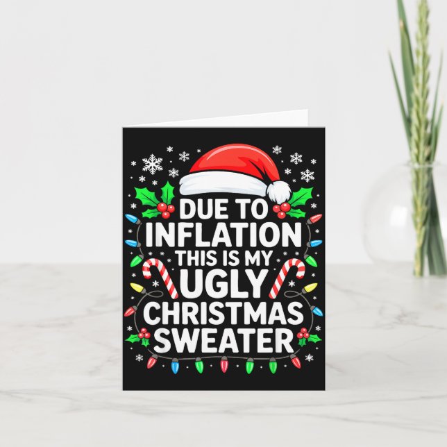 Due To Inflation Ugly Christmas Sweater Shirt Men  Kort (Framsida)