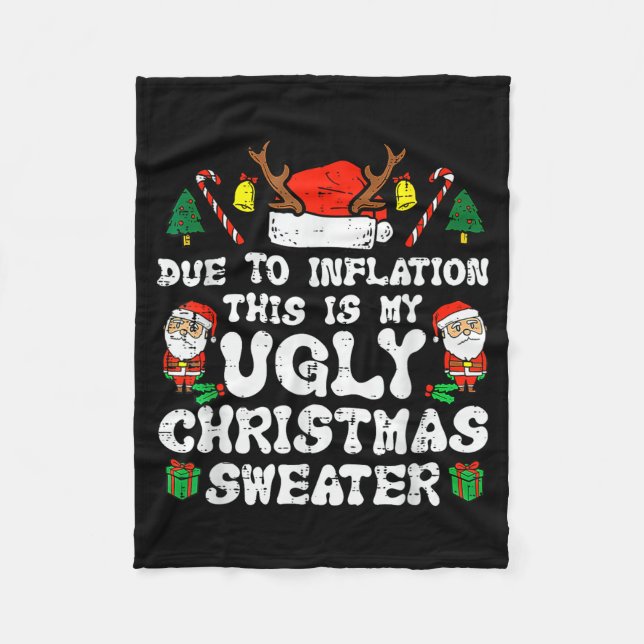 Due To Inflation Ugly Christmas Sweater Xmas Men W Fleecefilt (Framsidan)
