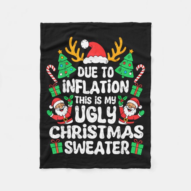 Due To Inflation Ugly Christmas Sweater Xmas Men W Fleecefilt (Framsidan)