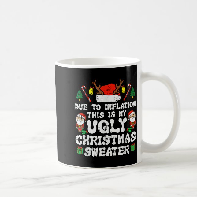 Due To Inflation Ugly Christmas Sweater Xmas Men W Kaffemugg (Höger)