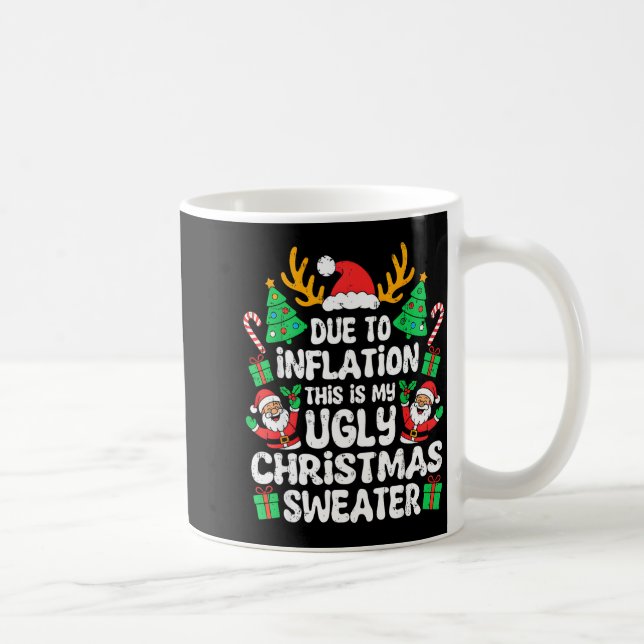 Due To Inflation Ugly Christmas Sweater Xmas Men W Kaffemugg (Höger)