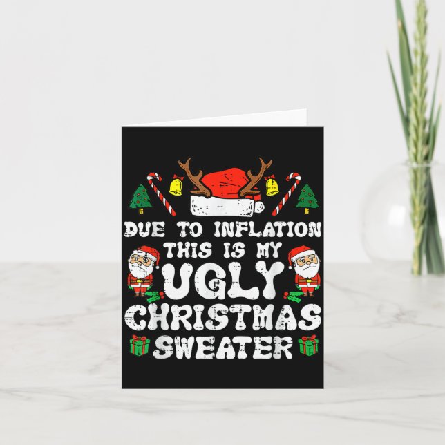 Due To Inflation Ugly Christmas Sweater Xmas Men W Kort (Framsida)
