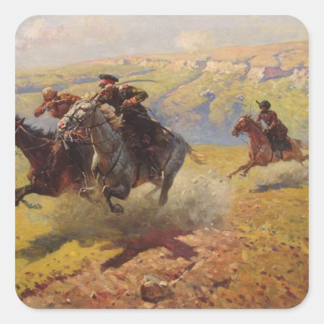 Duel, 1905 fyrkantigt klistermärke (Framsida)