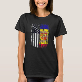 Duel Flagga Andorra och amerikansk duel-medborgare T Shirt