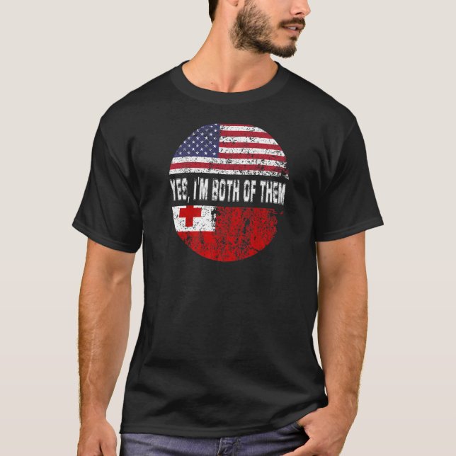 Duel Flagga Tonga och amerikansk duel-medborgare T Shirt (Framsida)