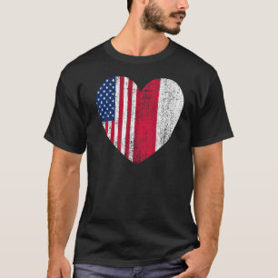 Duel Heart Design Polen och amerikansk duel-medbor T Shirt