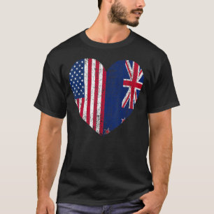 Duel Heart Nya Zeeland och amerikansk duel-medborg T Shirt