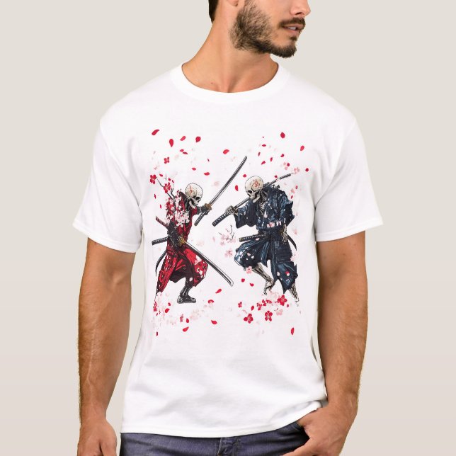 Duel med skallskal samuraj t shirt (Framsida)