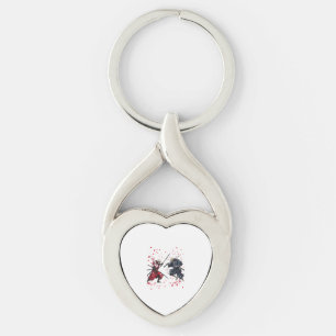 Duel med skallskalig samuraj twisted heart silverfärgad nyckelring