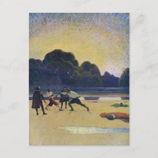 Duel på stranden vykort (Framsida)