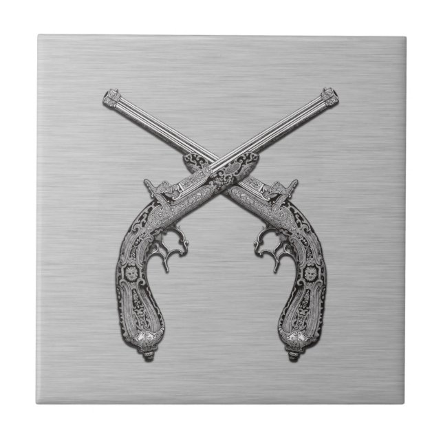 Dueling Antique Guns Grått Kakelplatta (Framsidan)