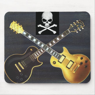 Dueling gitarrer skalle & Crossbones Mousepad Musmatta