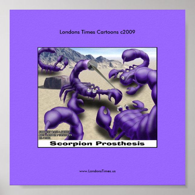 Dueling Scorpions Funny Tecknad Poster (Framsidan)