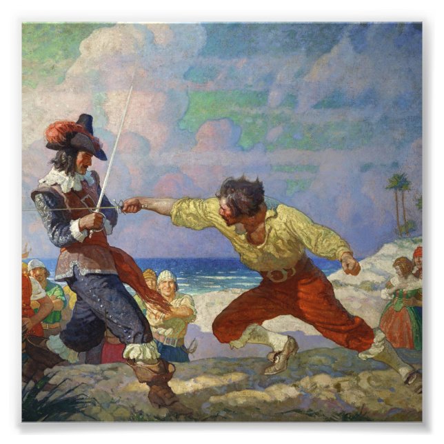 “Duellen på stranden” av NC Wyeth Fototryck (Framsidan)