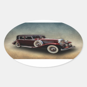 Duesenberg (Duesy) modellerar j-klassikerbilen Ovalt Klistermärke