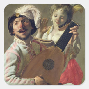 Duet, 1628 fyrkantigt klistermärke