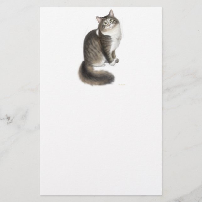 Duffy, maine Coon Cat Stationery Brevpapper (Framsida)