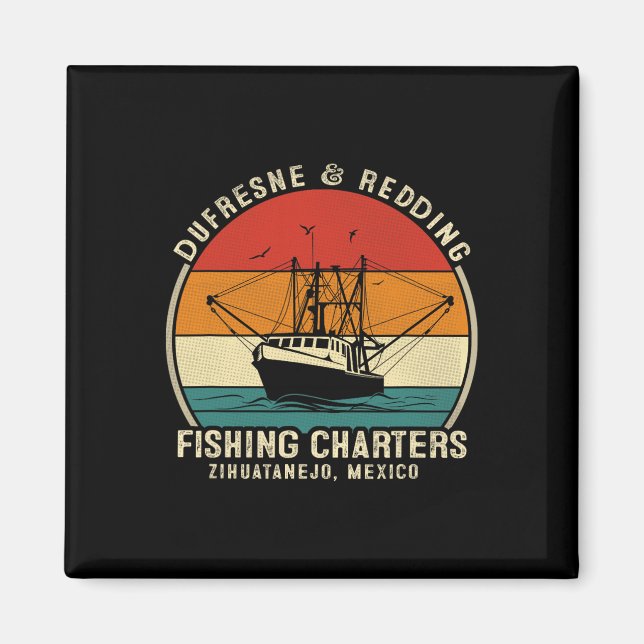 Dufresne And Redding Fiskecharter - Vintagebåt Magnet (Framsidan)