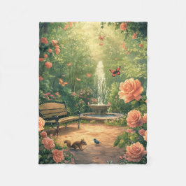 Duftender Rosengarten mit Springbrunnen Fleecefilt