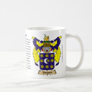 Dugan, ursprung, den menande och vapensköldmuggen kaffemugg