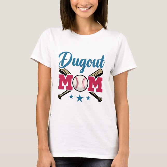 Dugout Mamma Baseball Parent T-Boll Tee Boll (Framsida)