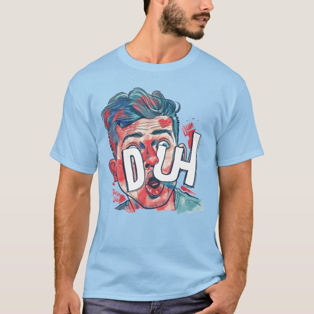 DUH Comic Pop Art T-Shirt – Retro Rollig Grafisk T (Framsida)
