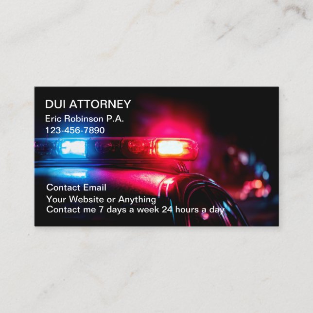 DUI Attorney Modern Police Car Theme Visitkort (Framsida)