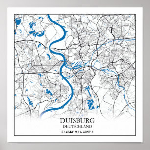 Duisburg Deutschland City Karta Travel Simple Poster
