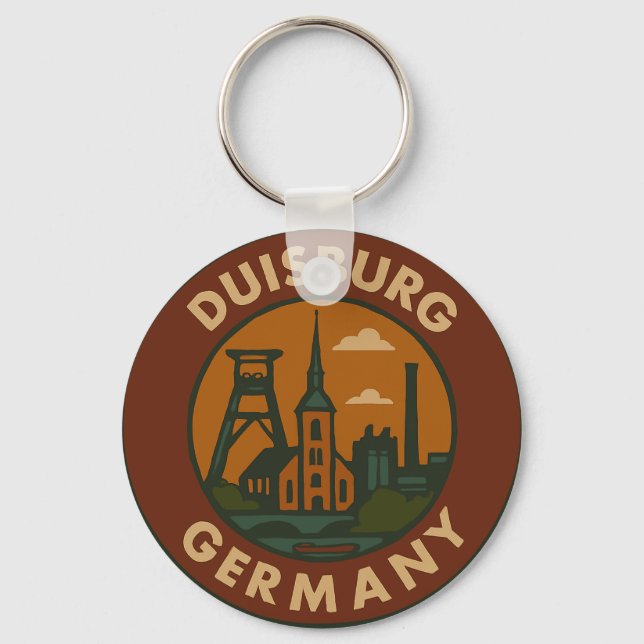 Duisburg Tyskland Stad Konst Nyckelring (Framsida)