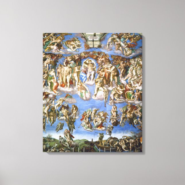 Duk The Last Judgment Fresk av Michelangelo Canvastryck (Framsida)
