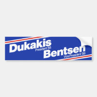 Dukakis 1988 Bumper Sticker