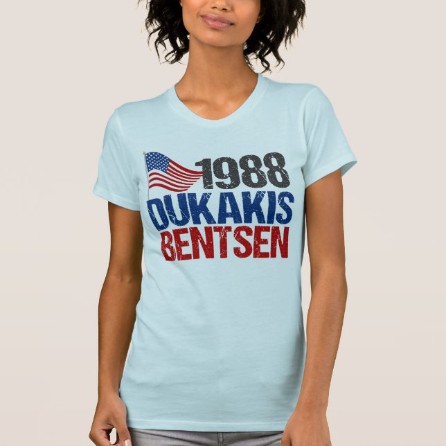 Dukakis Bentsen Retro val 1988 T-shirt (Framsida)