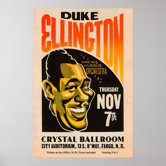 Duke Ellington jazzaffisch - Fargo, ND - 1940 2 Poster (Framsidan)