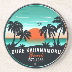 Duke Kahanamoku Beach Hawaii Retro Sunset Souvenir Underlägg