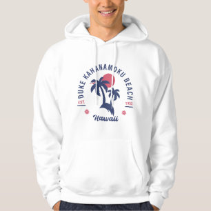 Duke Kahanamoku Beach Hi Retro Handflatan Träd 80- Hoodie