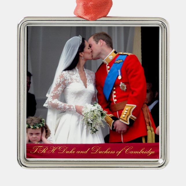 Duke och Duchess från Cambridge Royal Bröllop Julgransprydnad Metall (Framsidan)