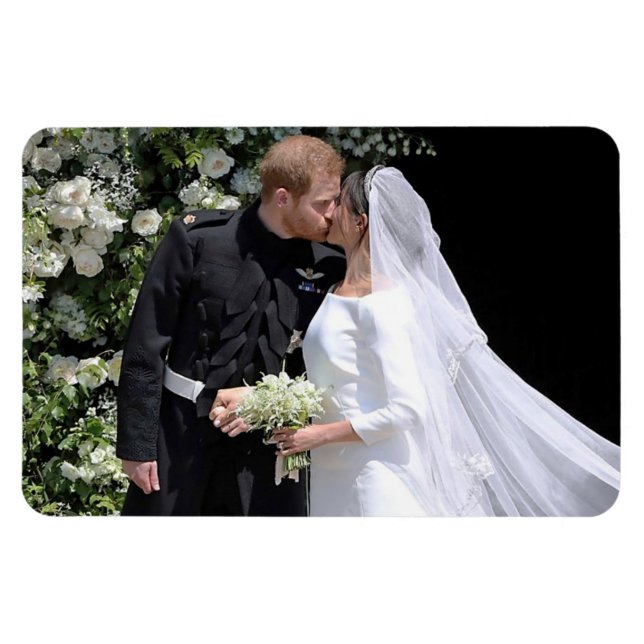 Duke och Duchess från Sussex bröllopsdag kyss Magnet (Horisontell)