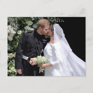 Duke och Duchess från Sussex bröllopsdag kyss Vykort