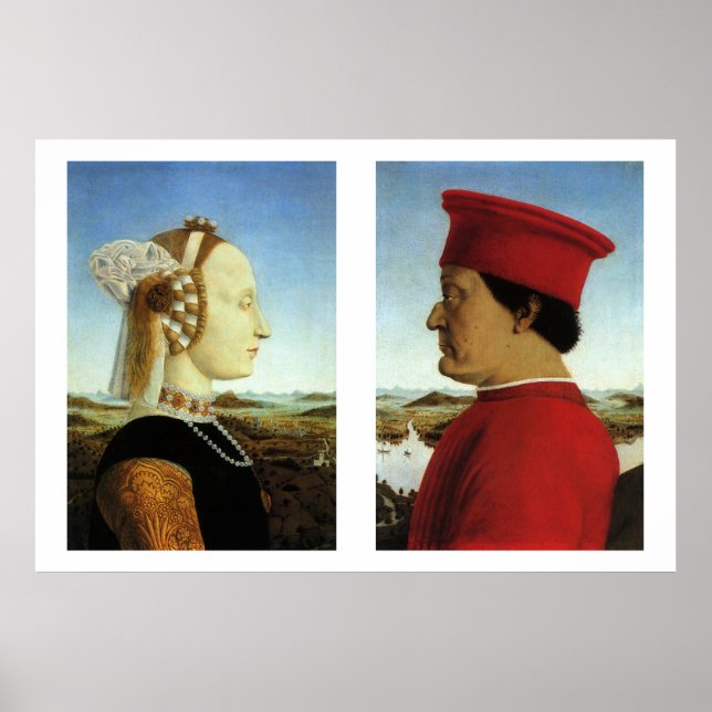 Duke och Duchess of Urbino, Piero della Francesca Poster (Framsidan)