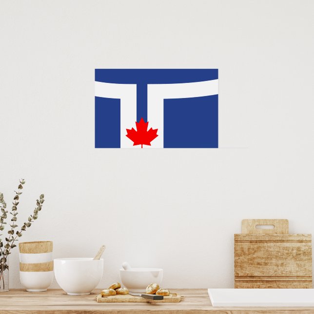 Duktryck med Torontos flagga, Kanada Poster (Kök)