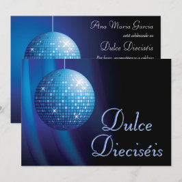 Dulce Dieciséis Disco Ball Azul Fiesta Inbjudningar