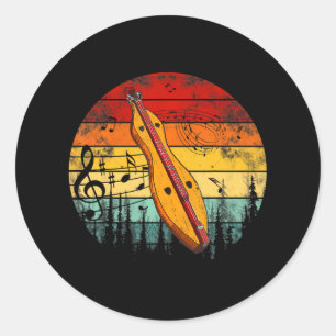 Dulcimer Älskare Guitar Retro Dulcimer Funny Runt Klistermärke