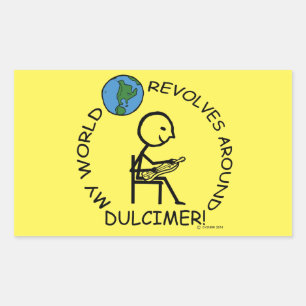 Dulcimer - världsrevolt runt rektangulärt stift klistermärke