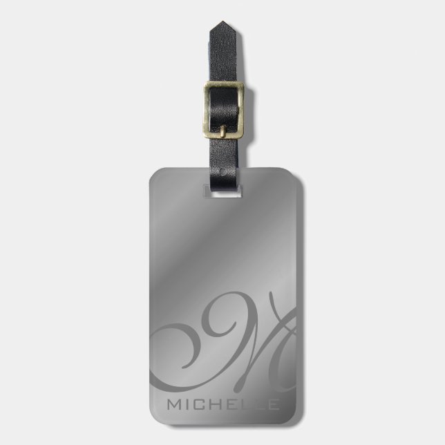 Dull Metallic Script Monogrammed stopptagg Bagagebricka (Vertikal Framsida)