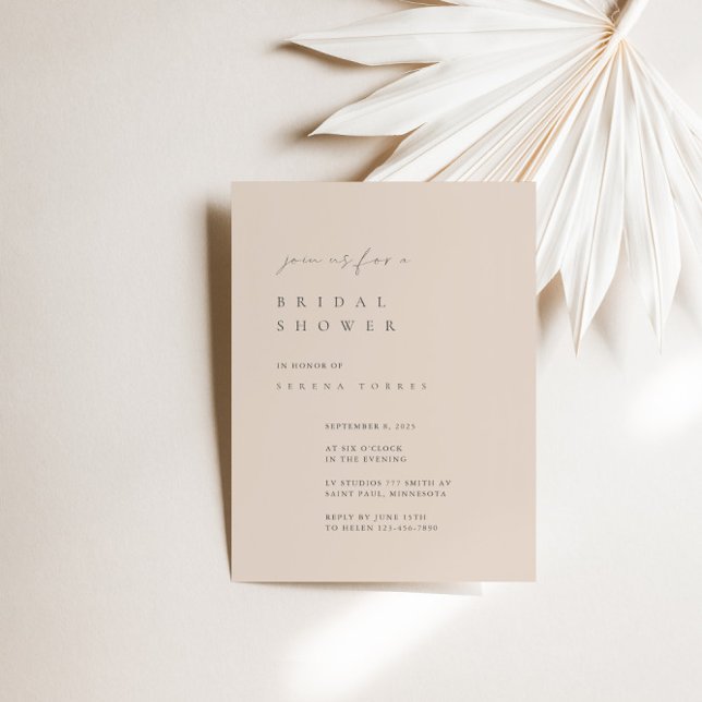Dull Rosa Minimalist Inbjudningskort för möhippan (Dull Pink Minimalist Bridal Shower Invitation)