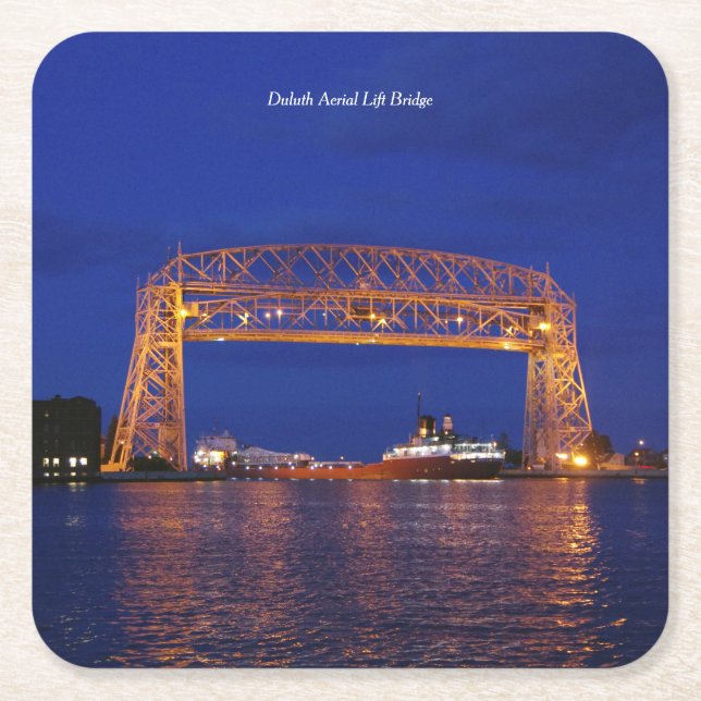 Duluth Aerial Hiss Bridge & John G. Munson Underlägg Papper Kvadrat (Framsidan)