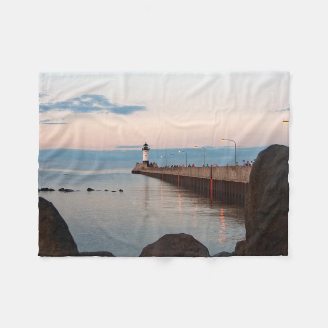 Duluth Harbor North Pier Light fleece filt (Framsidan (Horisontell))