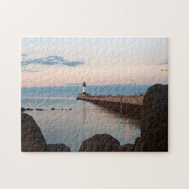 Duluth Harbor North Pier Light jigszle puzzle Pussel (Horisontell)