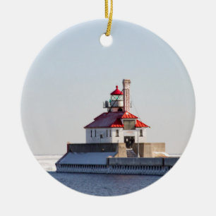 Duluth Harbor South Breakwater Lighthouse Julgransprydnad Keramik